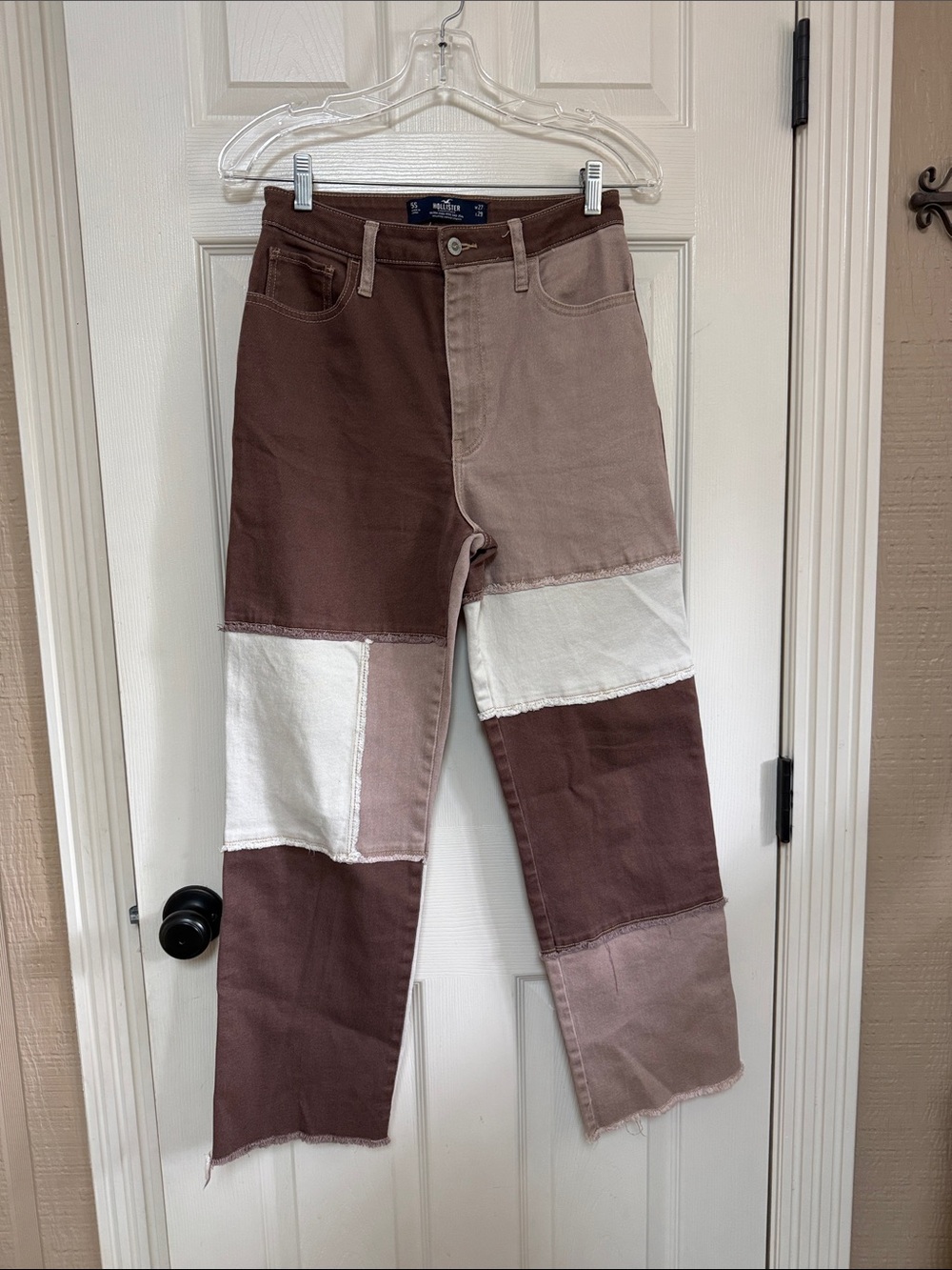 Hollister Two-Tone Brown & Beige High-Rise Dad Jeans